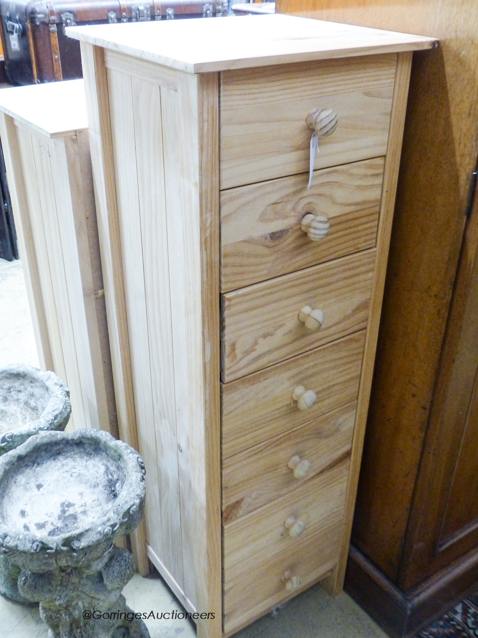 Two modern pine chests, larger width 72cm, depth 40cm, height 109cm